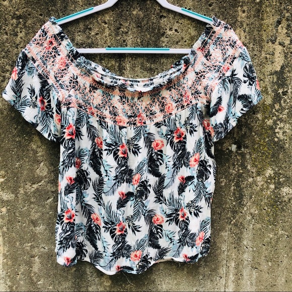 Maurices Off the Shoulder Tropical Print Top - Picture 7 of 7